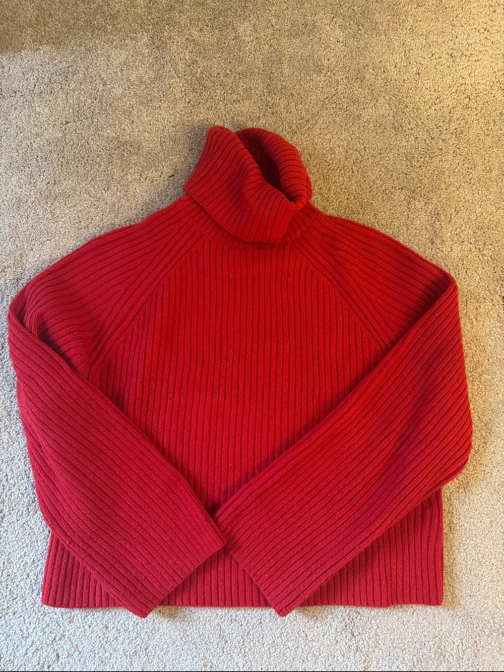 H&M Red Ribbed Turtleneck Women's Sweater